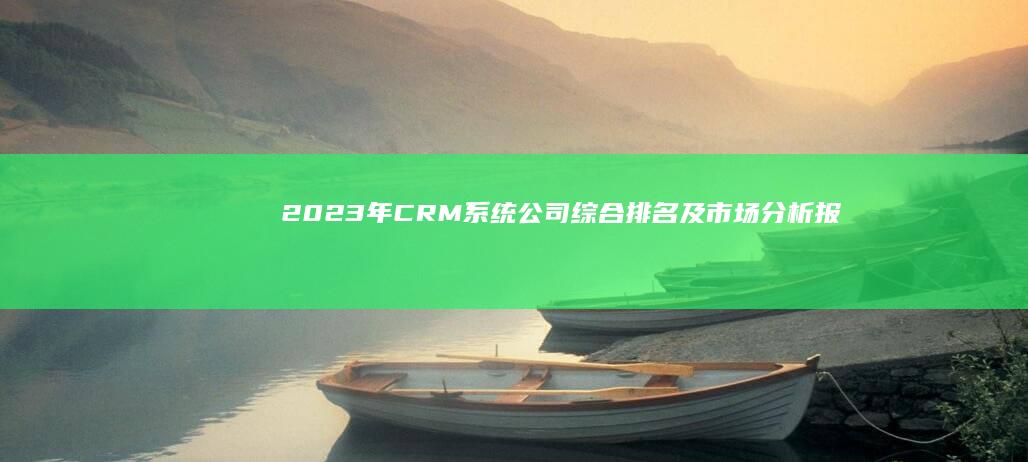 2023年CRM系统公司综合排名及市场分析报告